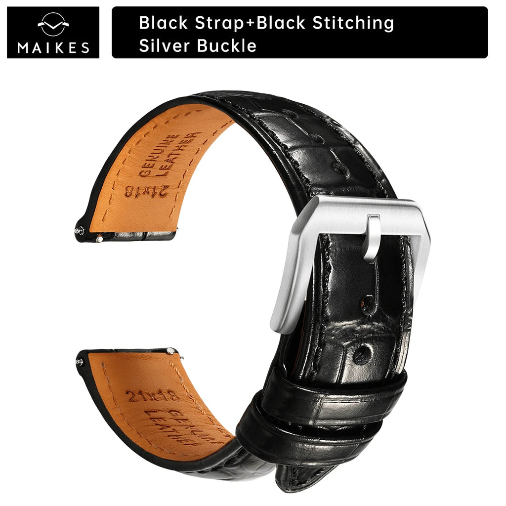 MAIKES Brassard de luxe en cuir avec dégagement rapide - Brassard Premium 20 mm / 21 mm / 22 mm avec fermeture papillon pour brassard élégant