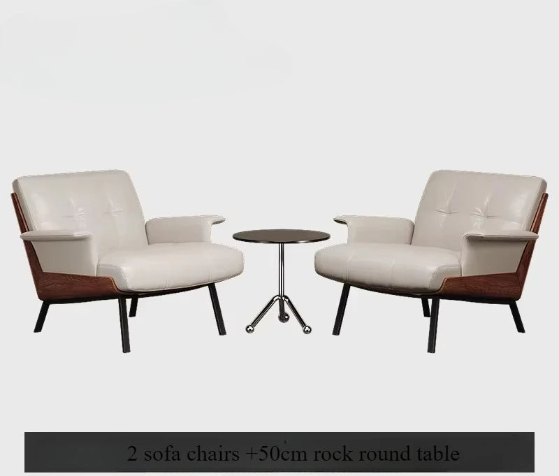 Ergonomischer Designer-Ledersessel im italienischen Luxus-Stil – Eleganter Minimalistischer Fauteuil mit Armlehnen für modernes Wohnzimmer
