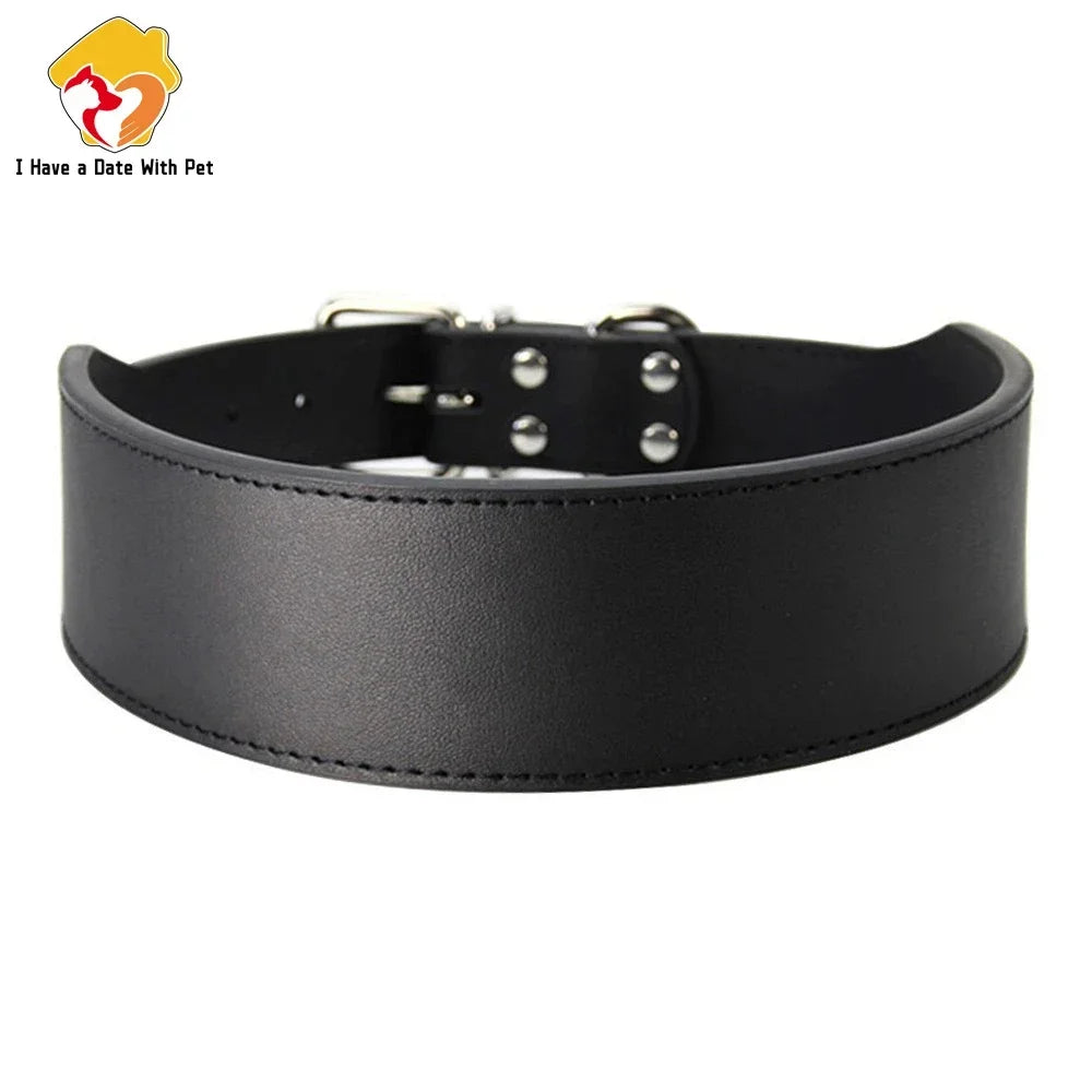 Robustes Lederhalsband für große Hunde – Strapazierfähiges Mikrofaser-Leder mit Polsterung & Schnellverschluss