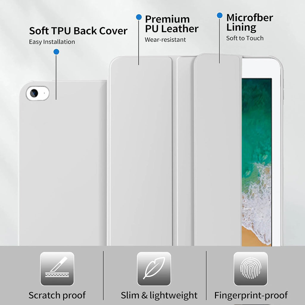 Funda con tapa triple para iPad Air de 9,7 pulgadas, soporte magnético, funda protectora de cuero PU para iPad Air 1 y 2 y iPad de 5. y 6. generación