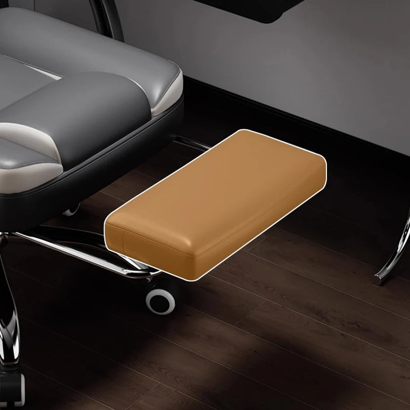 Ergonomischer Bürostuhl aus Leder mit Fußstütze – Drehbarer Office Chair mit Rückenstütze, Rollen & Liegefunktion für Büro & Homeoffice