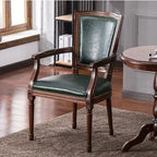 Europäischer Designer Esszimmerstuhl aus Massivholz mit Armlehnen – Rustikaler Lederstuhl im italienischen Stil, ergonomischer Dining- & Bürostuhl