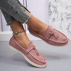 Damen Retro Slip-On Schuhe aus weichem Leder – Bequeme Lazy Shoes mit dicker Sohle & flachem Absatz für Alltag & Freizeit