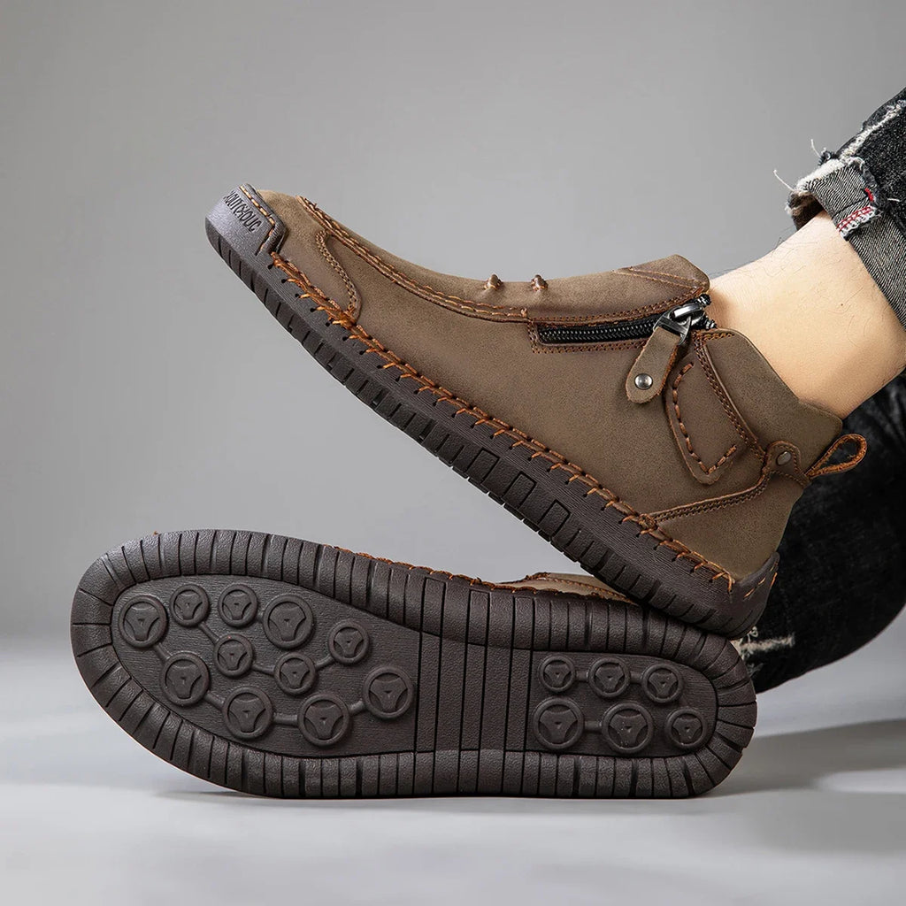 LETCOMFIT Hommes Cuir Stiefel – Herbst/Hiver Bottines, handgefertigt, atmungsaktiv, Outdoor Casual Schuhe, Plus Size