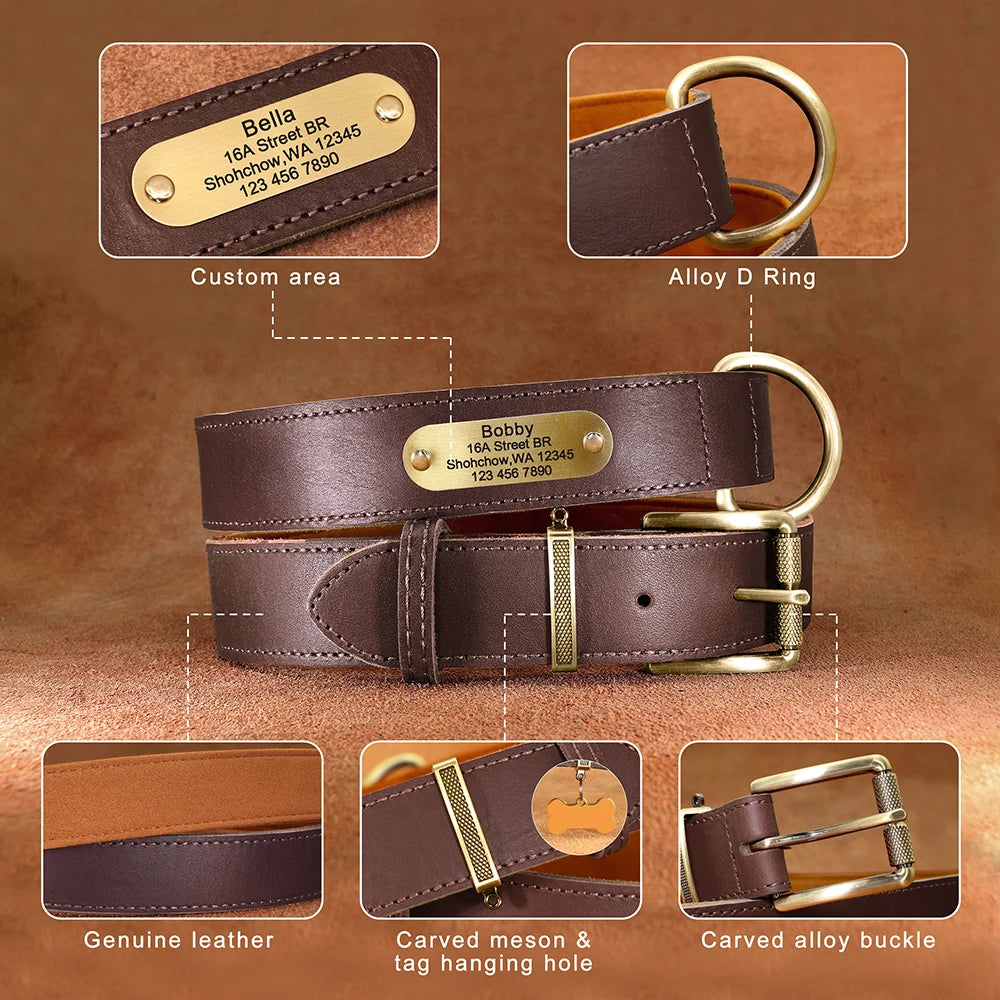 Personalisierbares Leder-Hundehalsband & Leine – Robust, Komfortabel und Individuell Graviert