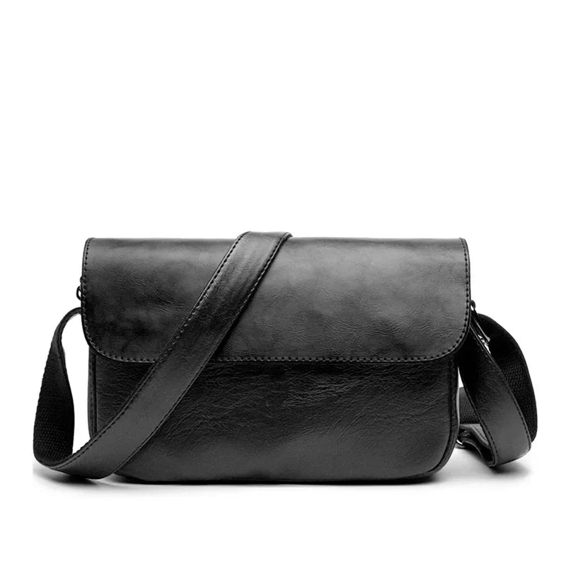 Bolso bandolera retro para hombre – Kleine Luxus PU-Leder Umhängetasche mit Klappe &amp; Messenger Stil 