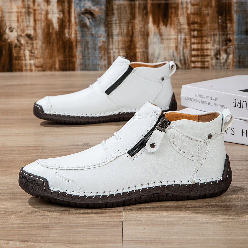 LETCOMFIT Hommes Cuir Stiefel – Herbst/Hiver Bottines, handgefertigt, atmungsaktiv, Outdoor Casual Schuhe, Plus Size
