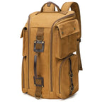 Vintage Leder Laptop-Rucksack 16 Zoll – Wasserdichter PU- & Canvas-Rucksack für Reisen, Arbeit & Alltag, Unisex
