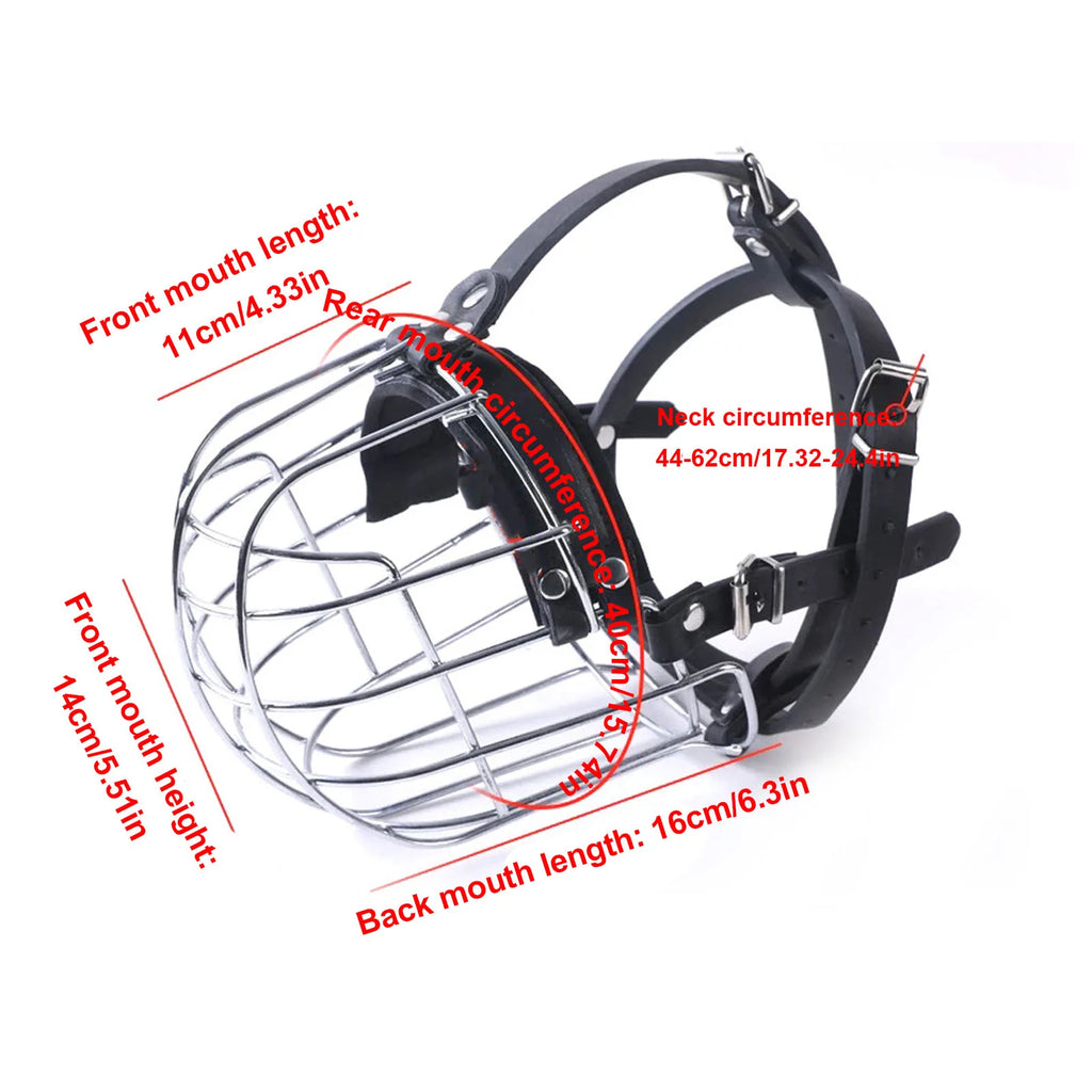 Robuster Drahtkorb-Hundemaulkorb mit PU-Leder-Riemen – Atmungsaktiver, sicherer Trainings-Maulkorb für mittelgroße & große Hunde