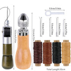 Fenrry Leder Nähahle Set – Manuelle Handnähmaschine mit Wachsgarn &amp; Nadeln für Leder, Canvas &amp; Schusterarbeiten 