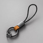 Echter Leder Schlüsselanhänger mit Baumwollseil – Trendiger Keychain & Lanyard mit Metallring für Auto, Tasche & Alltag