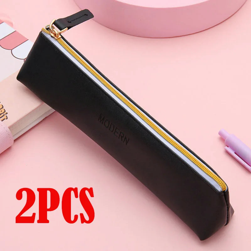 PU Leder Stifteetui mit Reißverschluss – Vintage Mini Federmäppchen für Schule &amp; Büro 