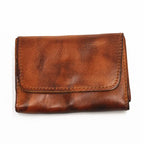 Genuine Leather Herren Geldbörse – Vintage Kurzbörse aus echtem Rindsleder, Handgefertigter Kartenhalter & Münzfach