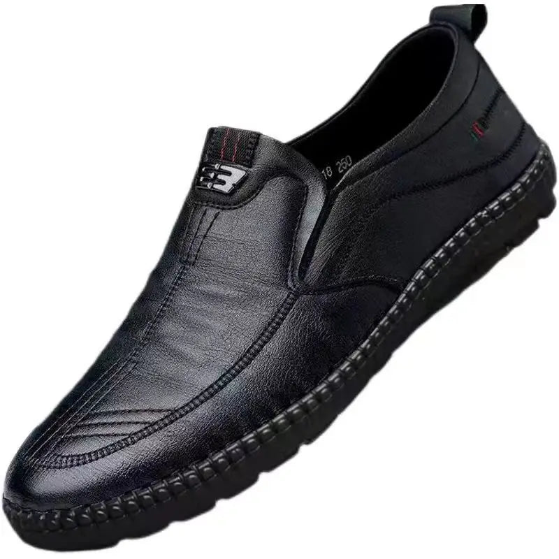 Herren PU Leder Loafer – Rutschfeste Slip-On Freizeitschuhe, Atmungsaktive Walking- & Driving Shoes für Arbeit, Büro & Alltag