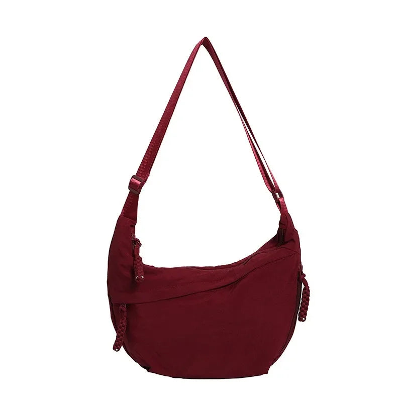 Unisex Canvas Schultertasche – Minimalistische Dumpling Bag in Solider Farbe, Multifunktional & Alltagstauglich