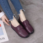 feerldi Damen Loafers Flats – Handgefertigte Lederschuhe, Slip-On, runde Zehen, bequeme Alltags- und Arbeitsschuhe für Frauen
