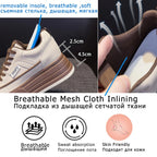 Damen Leder Plateau Sneaker 7 cm – Keilabsatz Schuhe aus echtem Leder für Herbst & Winter, modische Wedge Sneakers