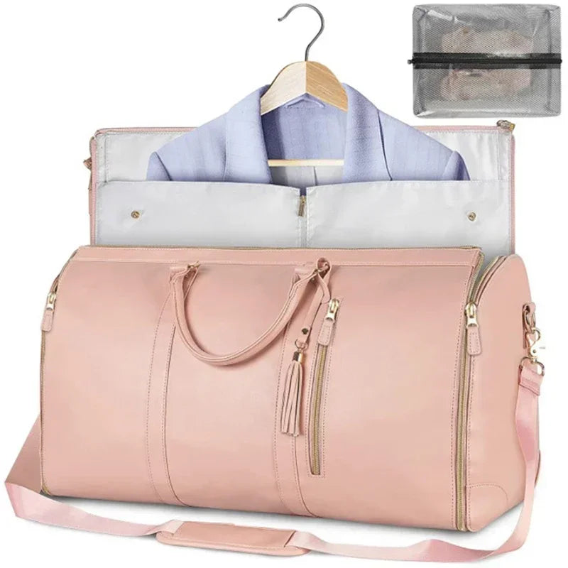 Vintage Reise Duffle Bag mit Schuhfach – Große wasserdichte Travel Tote & Garment Tasche aus PU, multifunktionale Handgepäck-Tasche für Damen & Herren