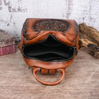 MOTAORA Damen Rucksack aus PU-Leder – Vintage geprägter Lederlook Rucksack mit Regenschutz, kompakt &amp; elegante 