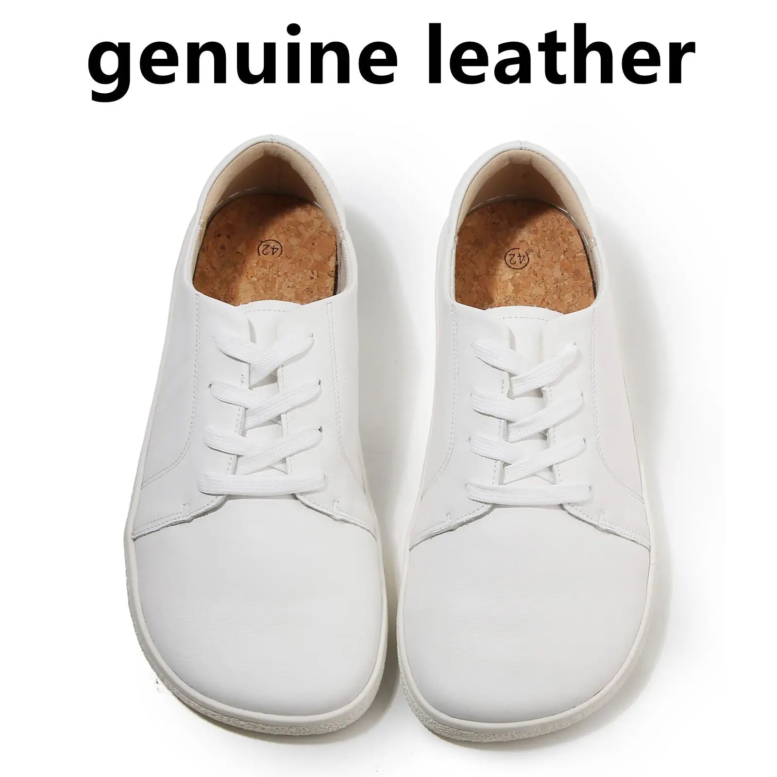 TONGLEPAO Barfuß Leder Sneaker – Zero Drop Schuhe aus echtem Rindsleder, breite Zehenbox & weiche Korksohle für Damen & Herren