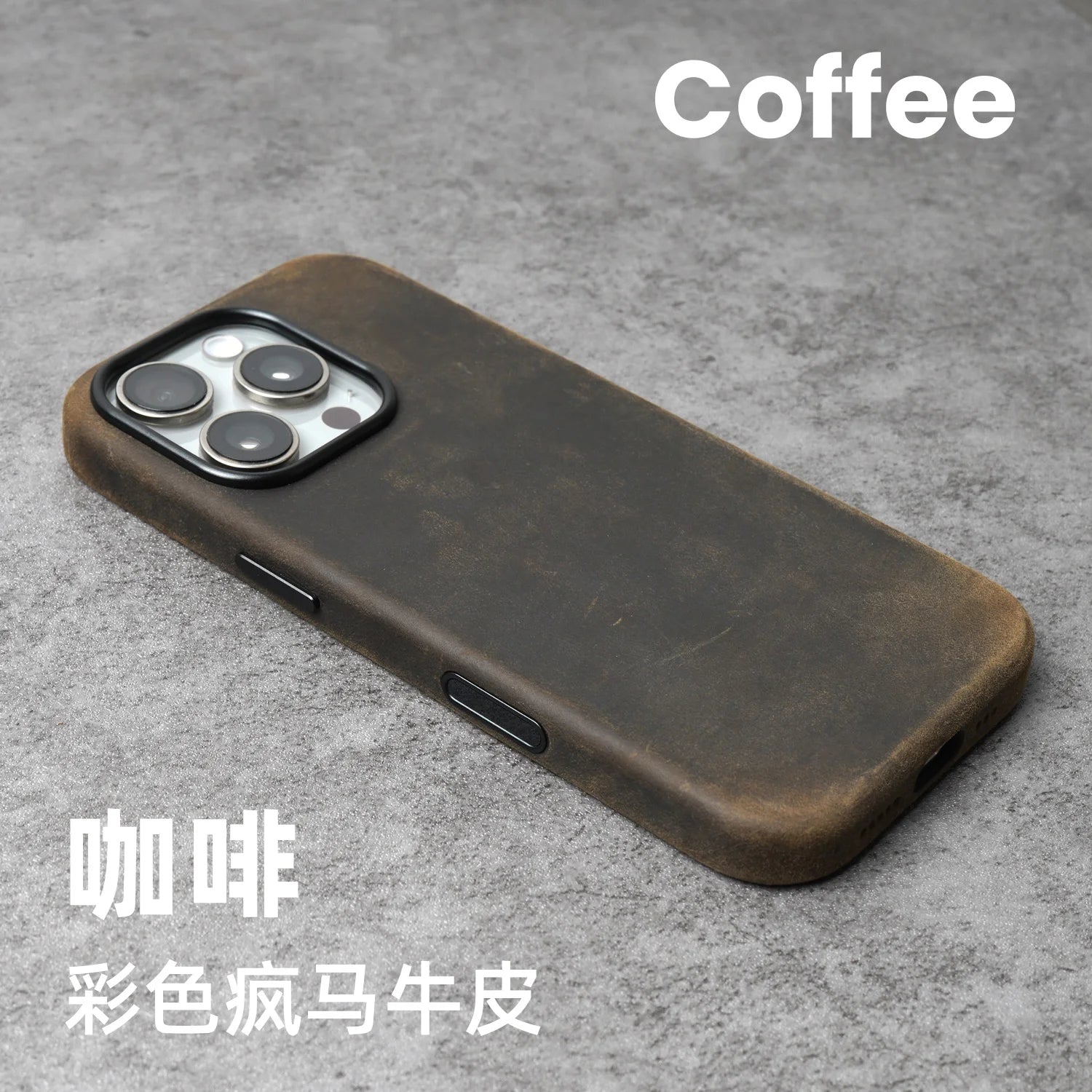 YMW Crazy Horse Funda práctica con imán para iPhone 15-17 Pro Max – Funda premium con aspecto vintage