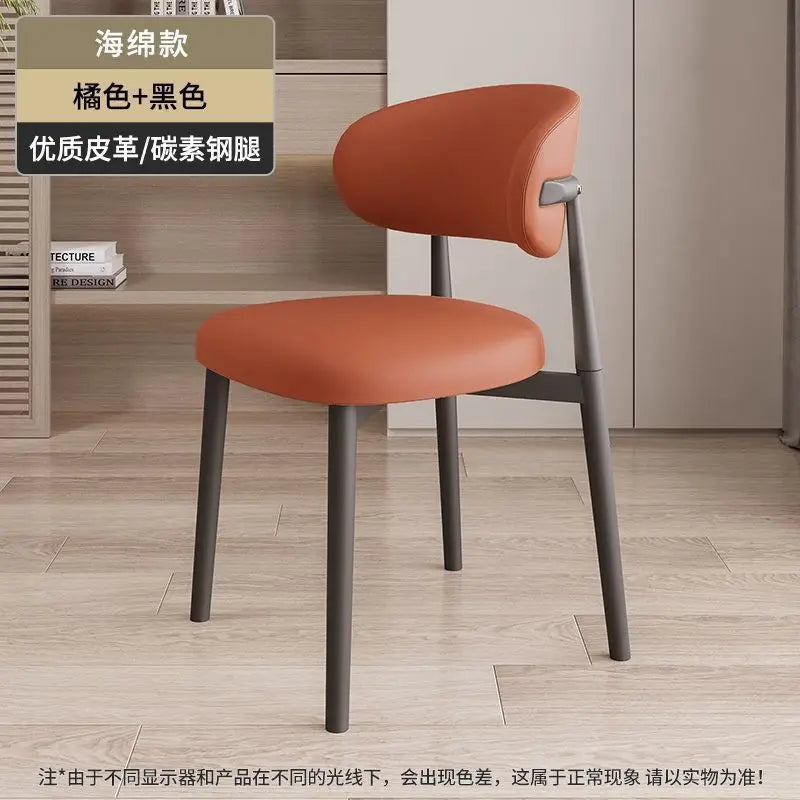 Italienischer Polster-Esszimmerstuhl aus Leder – Moderner Küchenstuhl mit Rückenlehne, High-Density Schaum & stabilem Eisenrahmen im nordischen Design