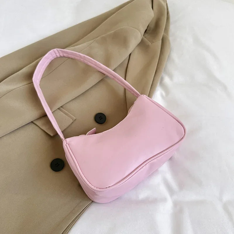 MOONBIFFY PU-Leder Schultertasche – Candy-Farbene Underarm Bag mit großer Kapazität für Damen & Mädchen