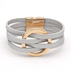 Damen Lederarmband 2024 – Elegantes, breites Multilayer Wickelarmband mit Magnetverschluss im modernen Fashion-Style