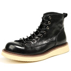 MJYTHF Herren Leder Motorradstiefel – Vintage Cowhide Ankle Boots aus echtem Leder, handgefertigt, wasserdicht