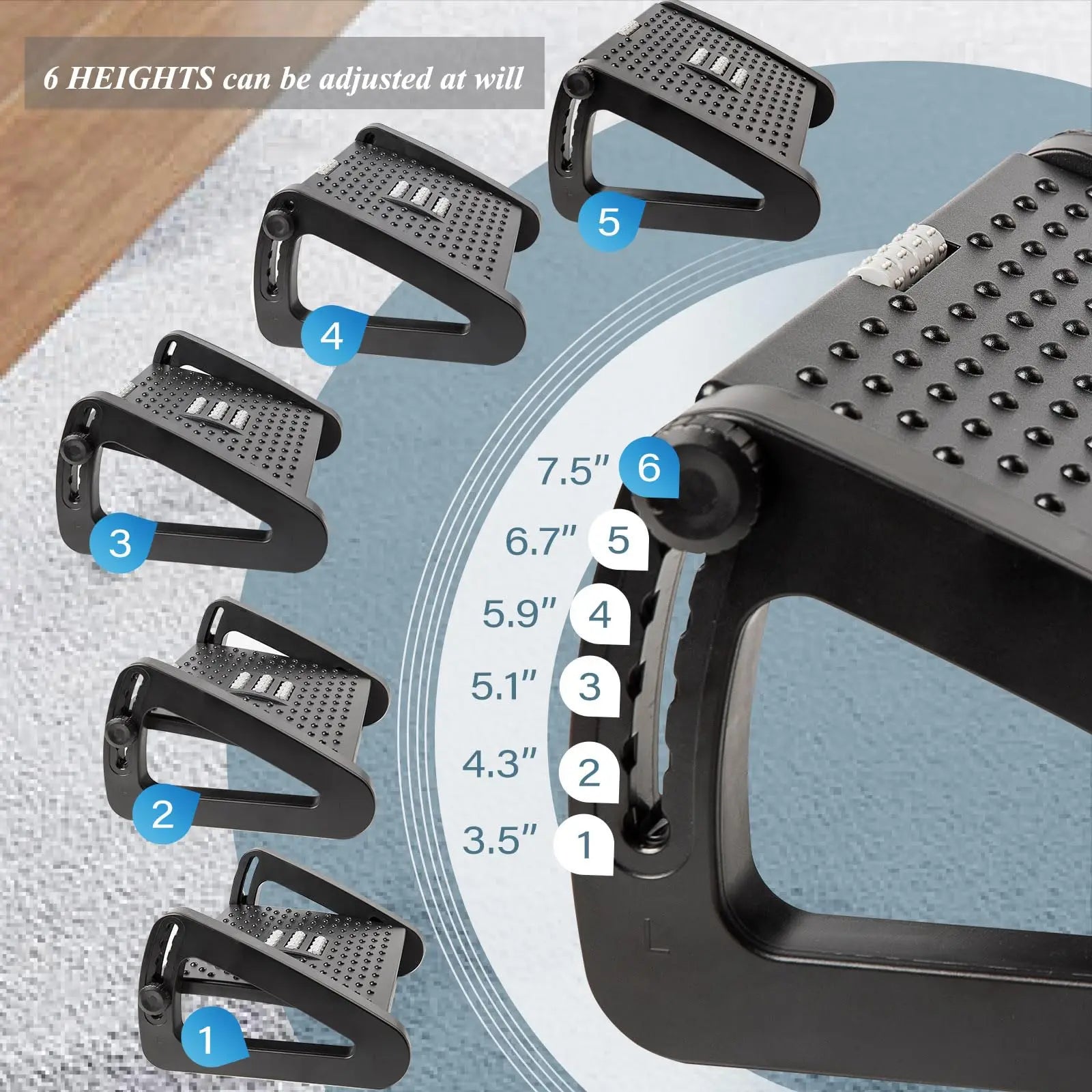 Ergonomische Fußstütze für den Schreibtisch mit Massage-Rollen – Komfortabler Fußhocker zur Entlastung von Beinen & Rücken im Homeoffice