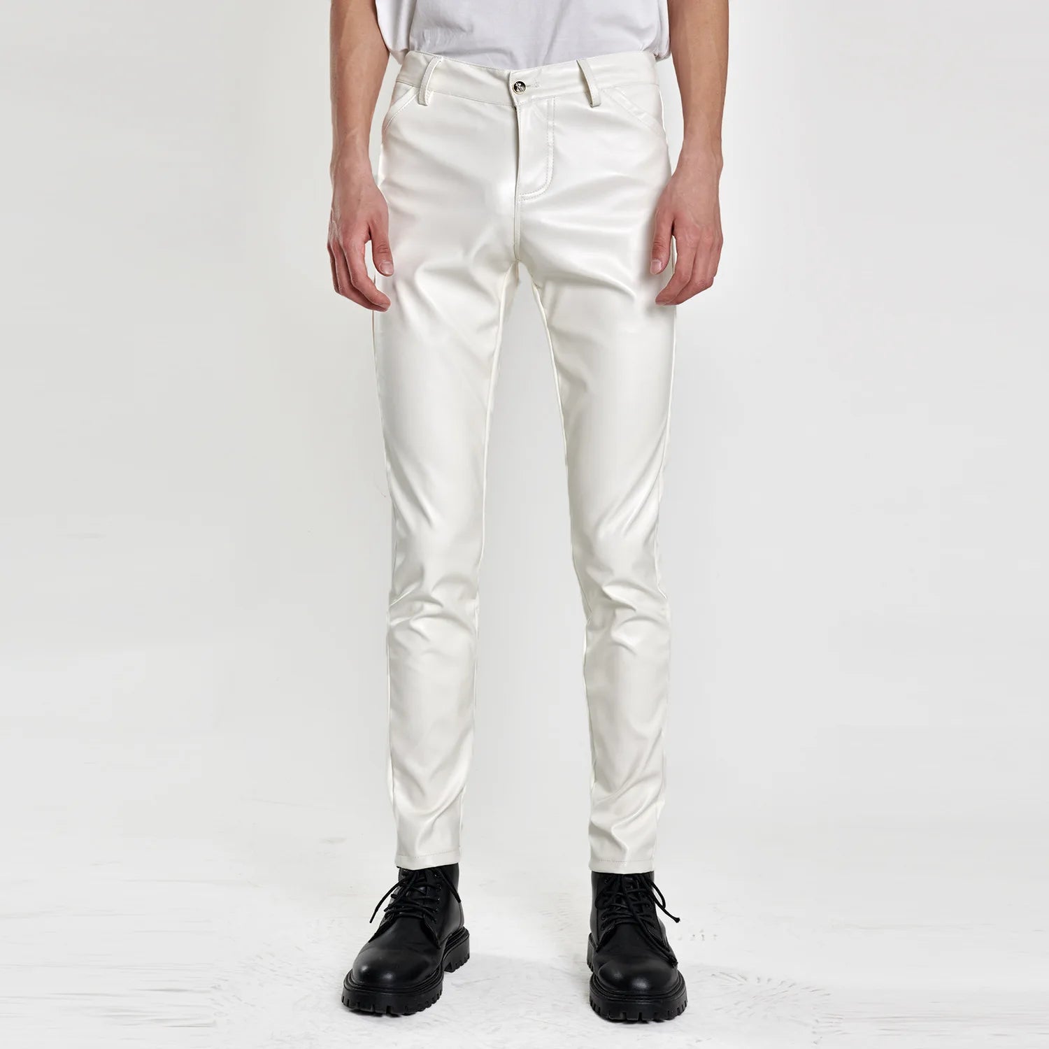 Herren PU Lederhose Slim Fit – Stretch Kunstlederhose in 16 Farben, modische Biker- & Streetwear-Hose (Gr. 28–40)