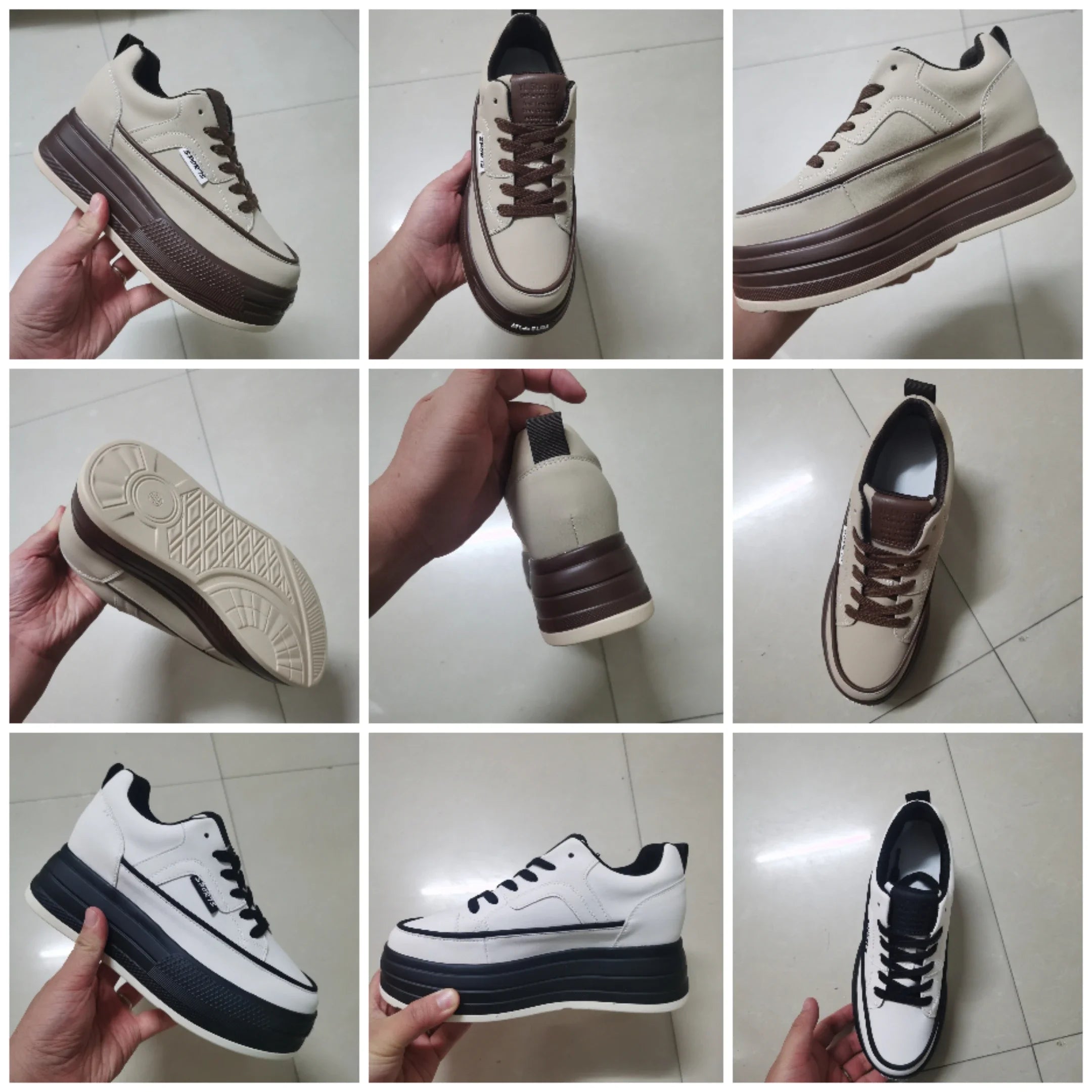 Damen Leder Plateau Sneaker 7 cm – Keilabsatz Schuhe aus echtem Leder für Herbst & Winter, modische Wedge Sneakers