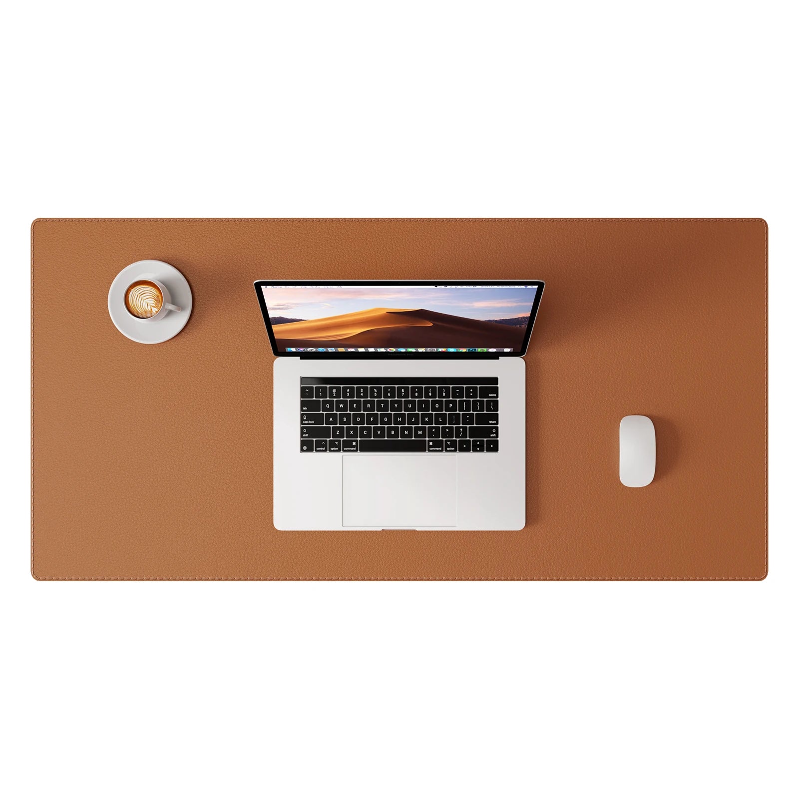 Große Leder Schreibtischunterlage mit genähten Kanten – Rutschfeste PU Leder Desk Mat & Mousepad für Büro, Homeoffice & Schule