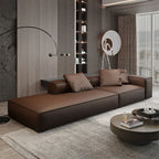 Nordisches Luxus Leder-Ecksofa im minimalistaischen Design – Designer Lounge Sofa aus Rindsleder, modernes Relax-Sofa für Wohnzimmer &amp; Salon