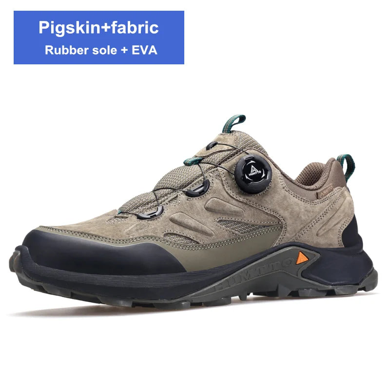 HUMTTO Herren Leder Sneaker – Luxus Outdoor Hiking Boots, Atmungsaktive Wander- und Trekking-Schuhe, Rutschfest & Wasserabweisend
