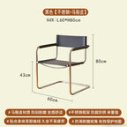 Bauhaus Esszimmerstuhl aus Edelstahl &amp; Sattelleder – Platzsparender Designerstuhl mit Armlehnen für Wohnzimmer &amp; Essbereich