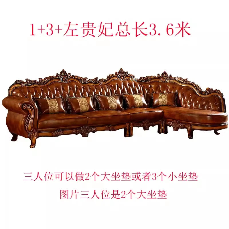 Europäisches Designer Leder-Ecksofa im Mid-Century-Stil – U-Form Wohnlandschaft aus Rindsleder mit Schlaffunktion, hochwertiges Luxussofa für das Wohnzimmer