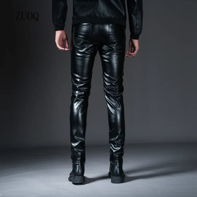 Herren Skinny Biker Lederhose aus Kunstleder – Modische Motorrad- & Clubhose mit Slim Fit für Alltag, Bühne & Freizeit