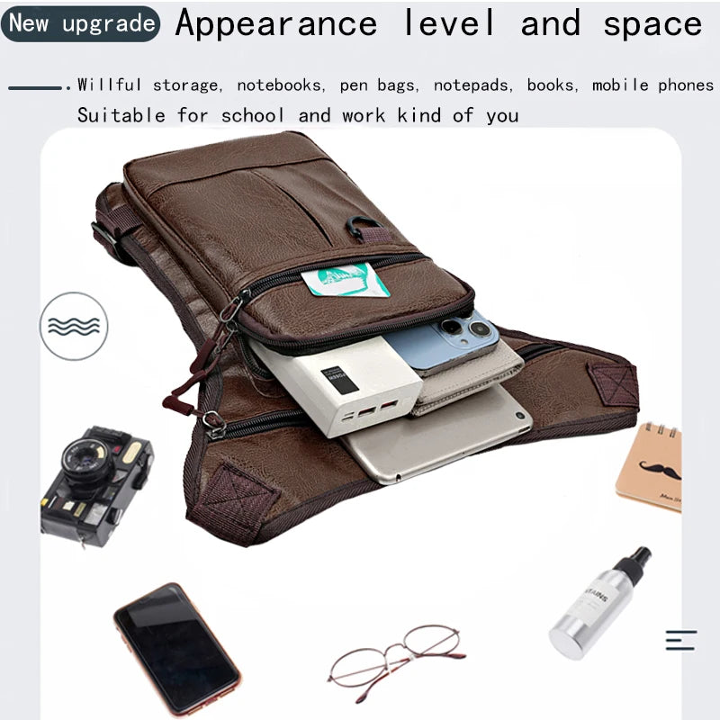 Multifunktionale Herren Bein- & Hüfttasche aus PU-Leder – Outdoor Sporttasche als Waist-, Crossbody- & Leg Bag für Wandern & Alltag