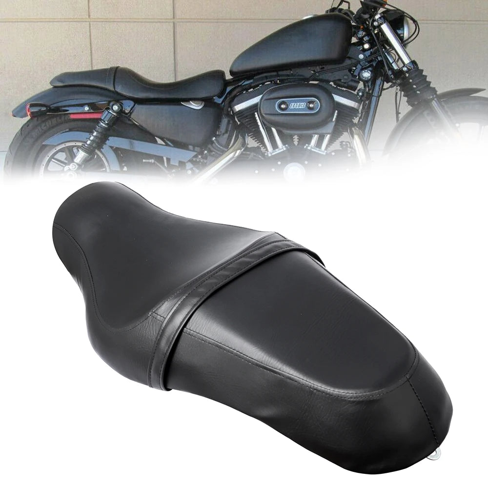 Motorrad Two-Up Sitzbank aus schwarzem Leder – Fahrer- & Beifahrersitz für Sportster XL883 & XL1200