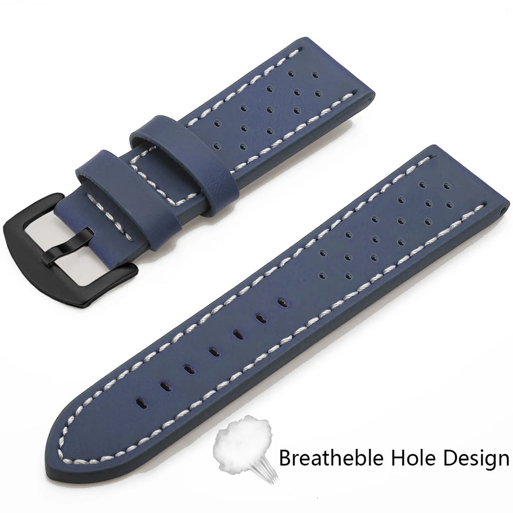 SAMCO Sport Vintage Leder-Uhrenarmband mit Edelstahlschließe - Correa de reloj clásica 18 / 20 / 22 / 24 mm para brazaletes