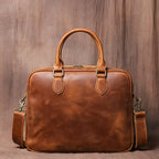 LUOKIR Vintage Herren Aktentasche aus echtem Crazy-Horse-Rindsleder – Schlichte Business- &amp; Laptoptasche für 14 Zoll, Dokumentenmappe für Büro &amp; Alltag
