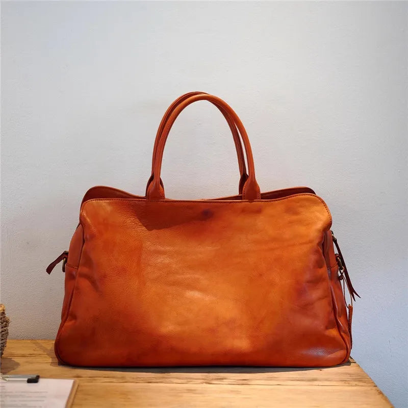 PNDME Vintage Leder Reisetasche aus echtem Rindsleder – Große Weekend- & Outdoor Travel Duffle Bag aus First-Layer Cowhide für Damen & Herren