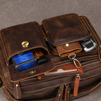 Luufan Herren Leder Aktentasche – Bolso bandolera vintage de piel Crazy Horse para iPad y oficina 