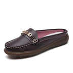 Sanzoog Damen Halbschuhe – Echtes Leder, bequeme Slip-On Loafers, Mokassins, Indoor- &amp; Outdoor Flats, große Größen 42-43 