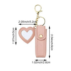 Tragbarer Lippenstifthalter aus PU-Leder mit herzförmigem Spiegel – Eleganter Schlüsselanhänger &amp; Handtaschen-Accessoire für Damen &amp; Mädchen 