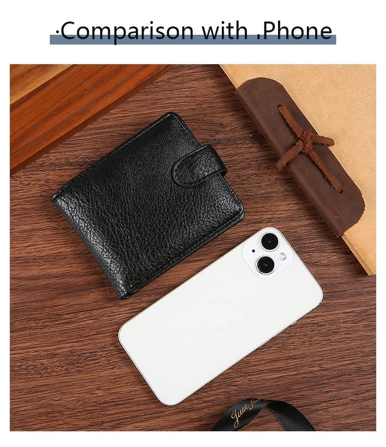 Casual Herren Geldbörse aus PU-Leder – Kurzformat Bifold Wallet mit Münzfach, Kartenhalter und Fotoeinschub