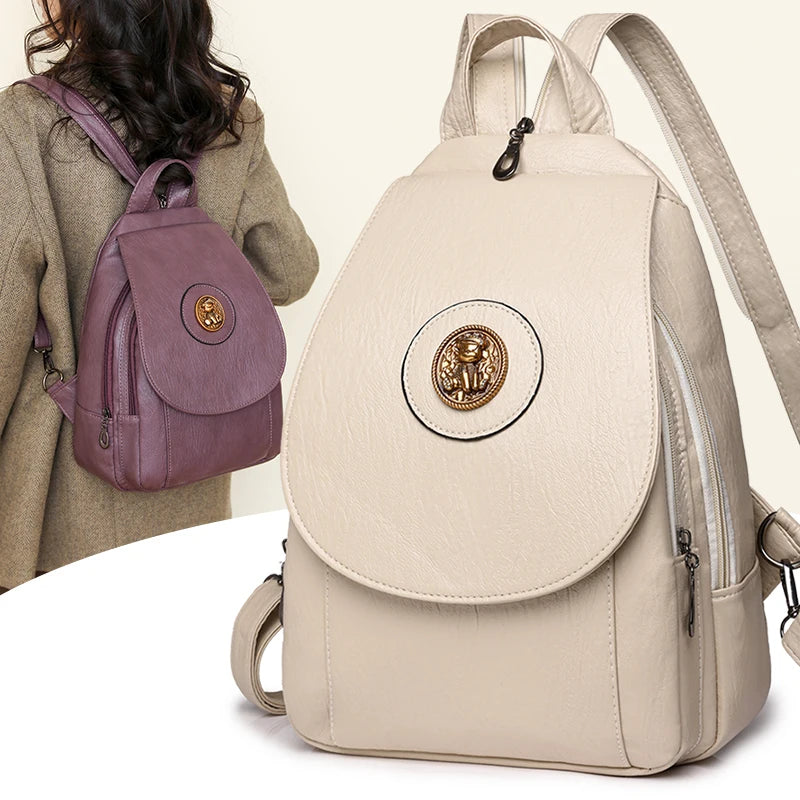 LANYIBAIGE Damen Anti-Diebstahl Rucksack – Moderner Lederlook Backpack für Schule & Alltag, multifunktionale Schulter- und Brusttasche für Mädchen