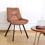 2er Set Moderne Esszimmerstühle aus Kunstleder – Retro Design Polsterstühle in Braun mit Metallbeinen für Esszimmer, Wohnzimmer & Büro