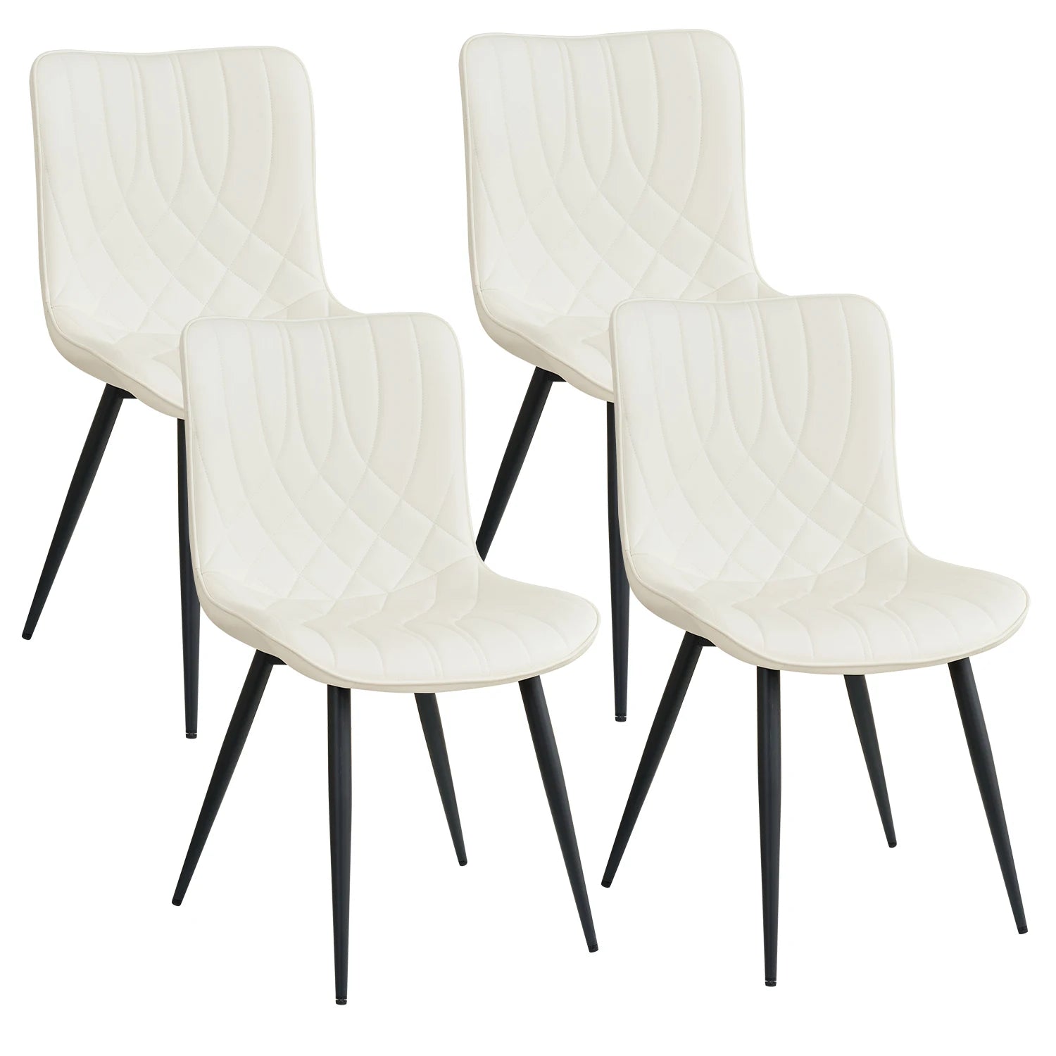 Esszimmerstühle 4er-Set aus Kunstleder – Gepolsterte Dining Chairs im gesteppten Retro-Design mit Metallbeinen, modern & luxuriös